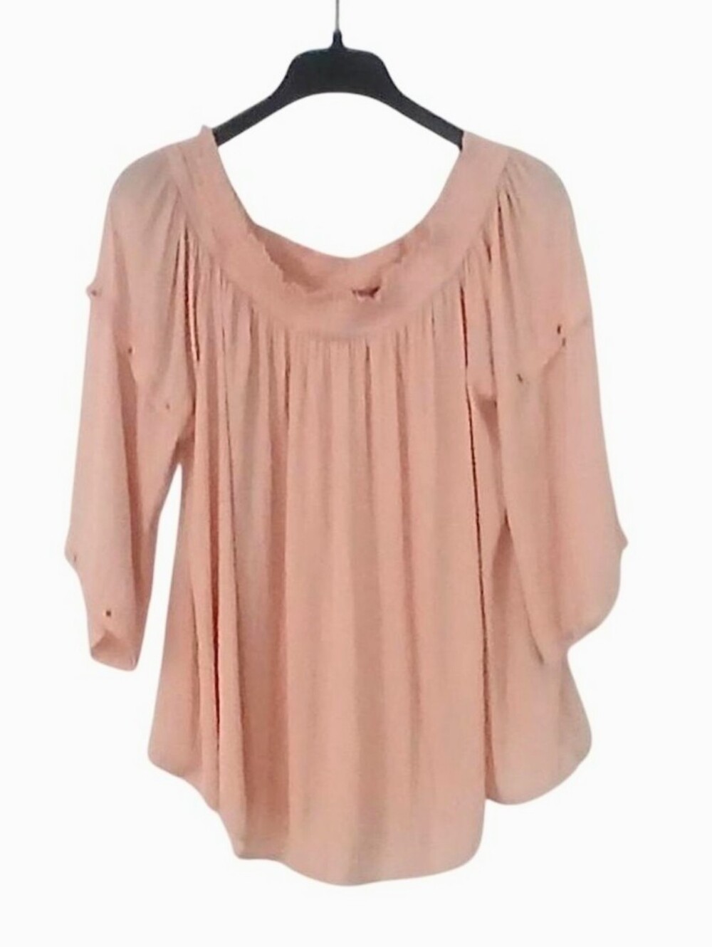 Jennifer Lopez Size XXL Blouse Pastel Peach Jacquard Stripe